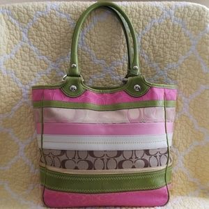 Coach Multicolor Striped Tote